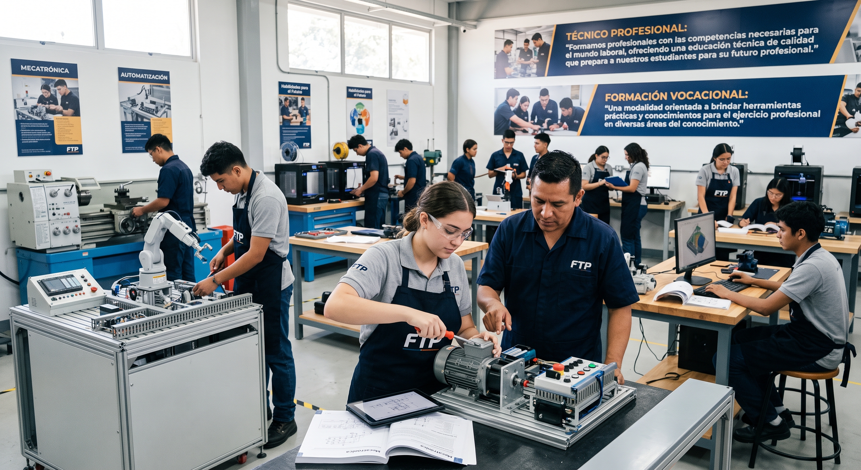 Estudiantes en taller técnico profesional